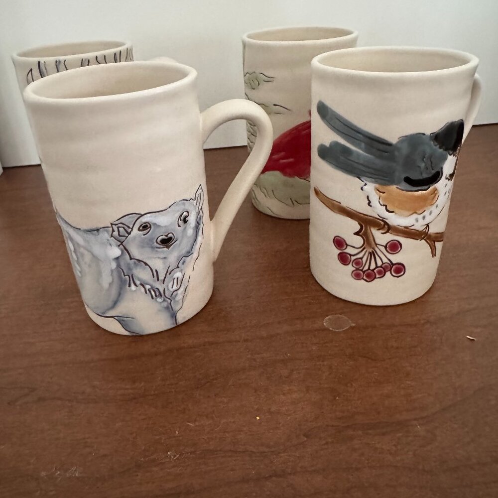 Pottery Barn Artic Forest mugs set of 4